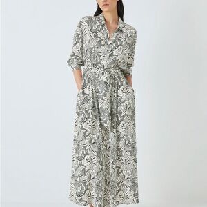 MaxMara Weekend Black White Floral Pocket Maxi Dress Tie Waist